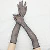2 Pair Mesh Gloves Fishnet Crystal Rhinestone Long Full Finger Arm Opera Party Lace