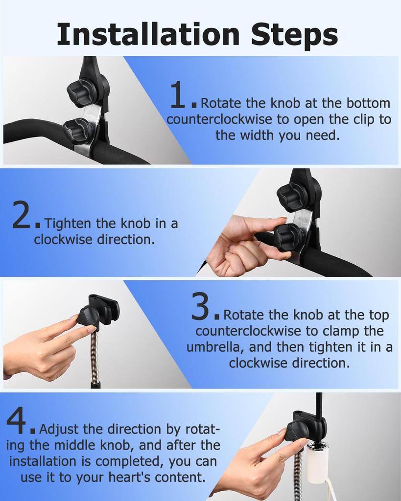 OATSBASF Зонт Велосипедный зонт Легкий УФ Дождливый сезон Зонт для инвалидной коляски Подходит для электрического и рыболовного Держатель, Подставка, Установка, Защита,