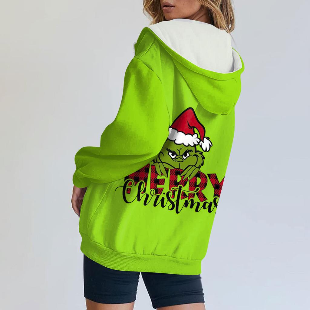 Женская модная повседневная толстовка с принтом, осенне-зимняя куртка-кардиган с длинными рукавами и карманами, куртка с капюшоном на молнии, пальто