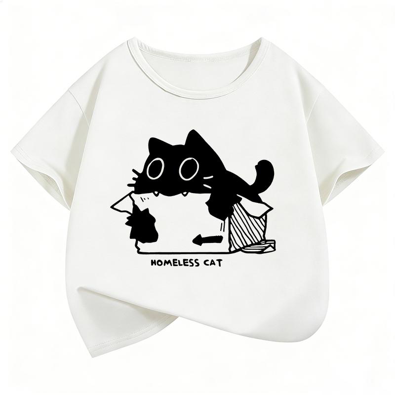 Homeless Cat Funny T Shirts Manga Kids Children's T-shirt Boys Girls Summer Spring Casual Top Tee Shirt