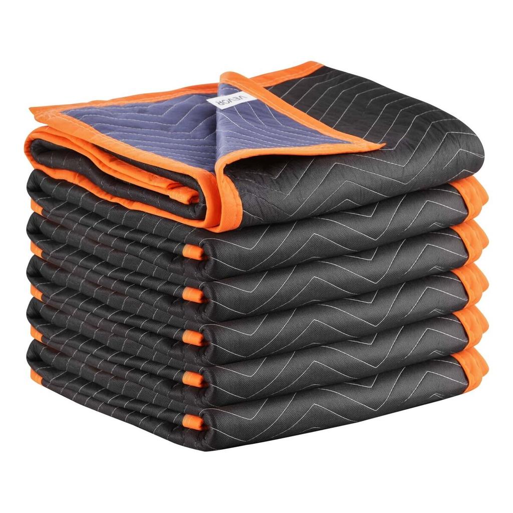 Moving Blankets 6 Pcs, 2032 x 1829 mm (15.9 kg/dz) Large Packing Blankets with Cotton Filling, Heavy Duty Nonwoven Fabric Padded Moving Blanket for