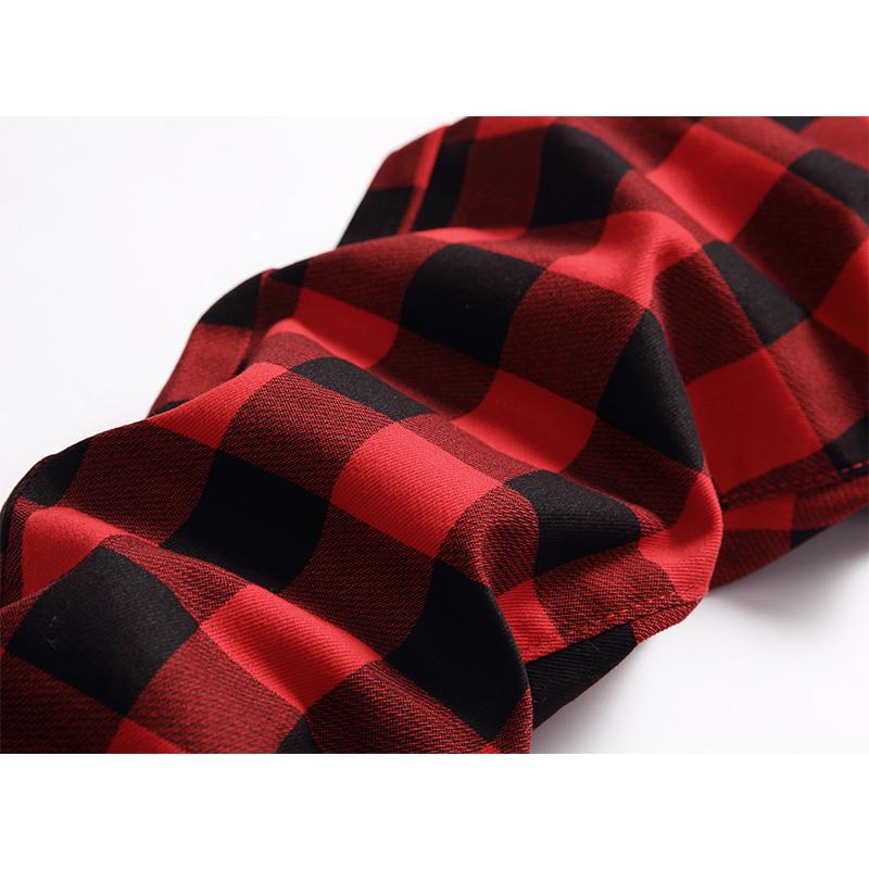 Тонкие облегающие эластичные печатные модные джинсы в клетку для мужчин