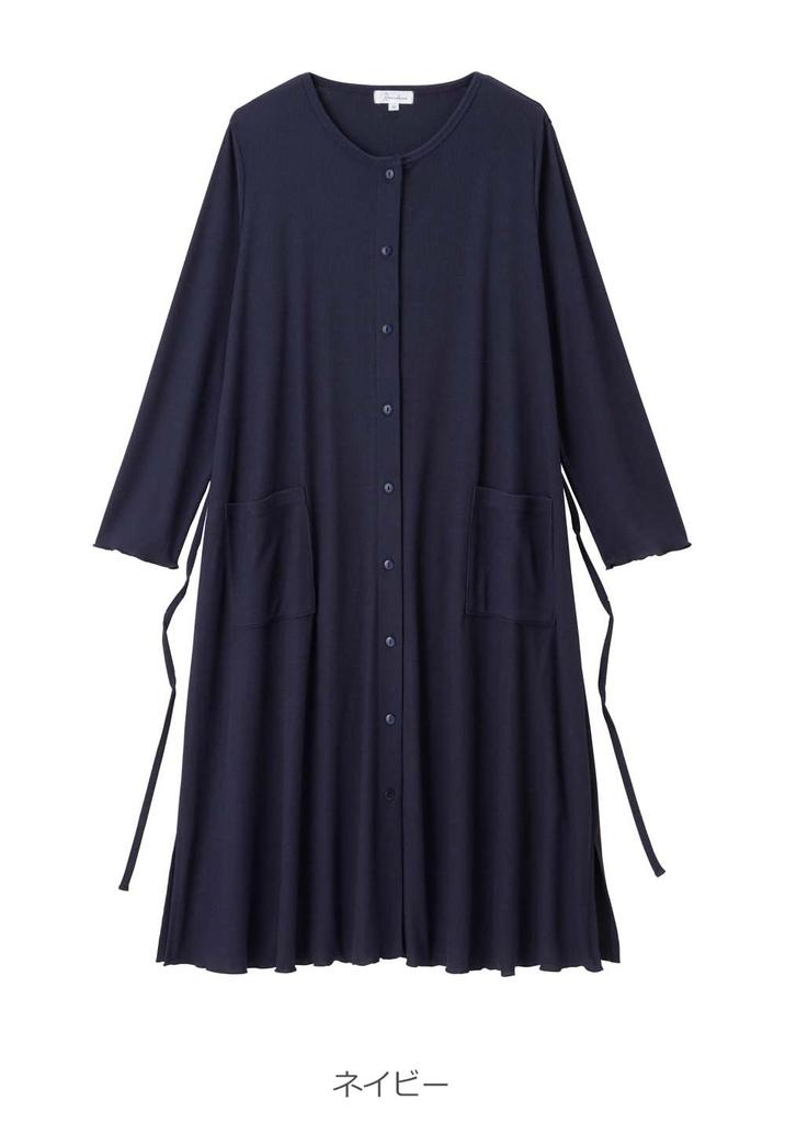 Для беременных с открытым передом, удлиненная, можно использовать в течение длительного времени после L Темно-синий 10302370 [ANGELIEBE] Пижама, гладкая, тонкая, в рубчик, ночная рубашка, платье,