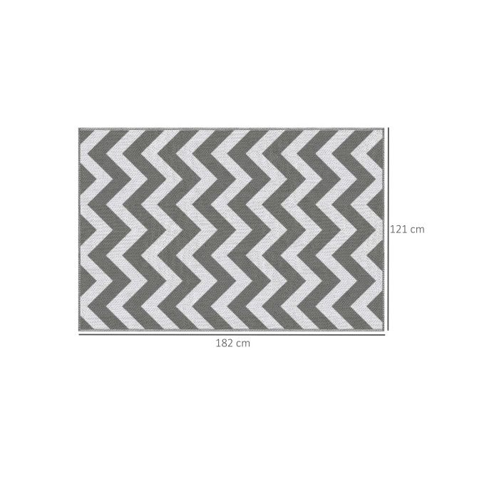 Tapis d'extérieur - MUVOE - 121x182cm - Imperméable - Gris clair+blanc - Rectangulaire