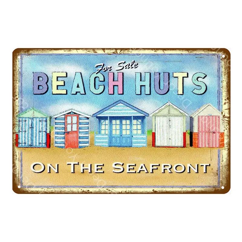 Aloha Beach Tin Signs Vintage Summer Metal Wall Plaque Hawaii Tiki Bar Decor House Seaside Decorative Plate Surf Carft YA040