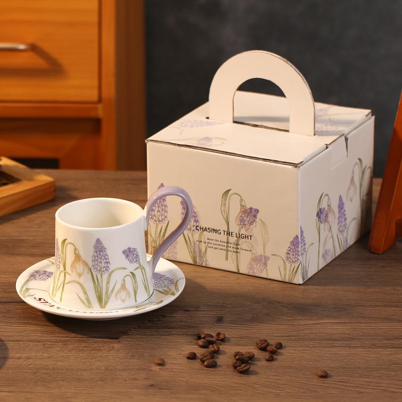 Iris premium retro set ceramic coffee cup saucer high value cup exquisite souvenir afternoon tea water cup