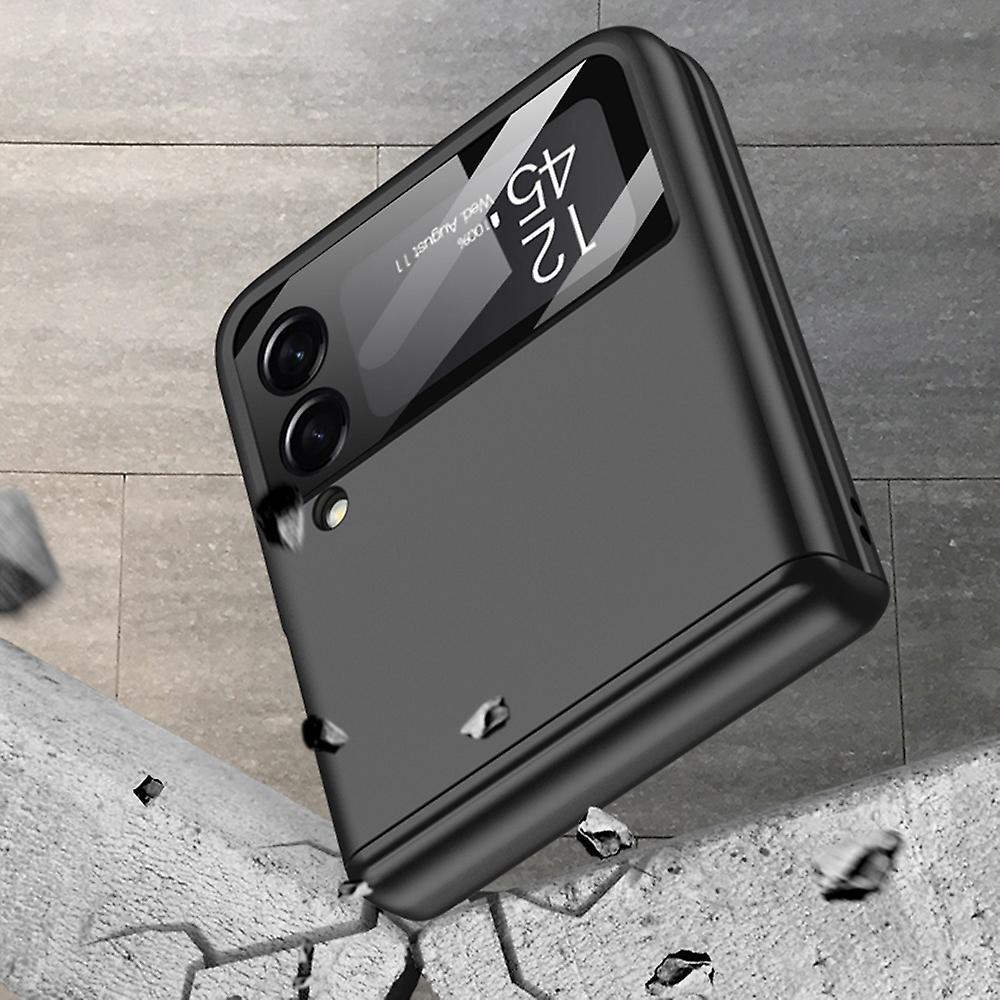 Absorption Hinge Hard PC Case for Samsung Galaxy Z Flip3 5G Phone Cover with Built-in Tempered Glass