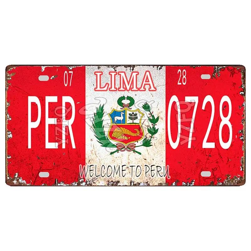 Lima Cusco Vintage Travel Metal Signs Licence Plate Poster Decorative For Club Wall Art Home Decor 30X15CM DC-1033A