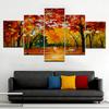 5 Pieces Walk In The Woods Scenery Painting Modern Wall Art Canvas Prints Poster Home Decor Abstract Trees Pictures Artwork