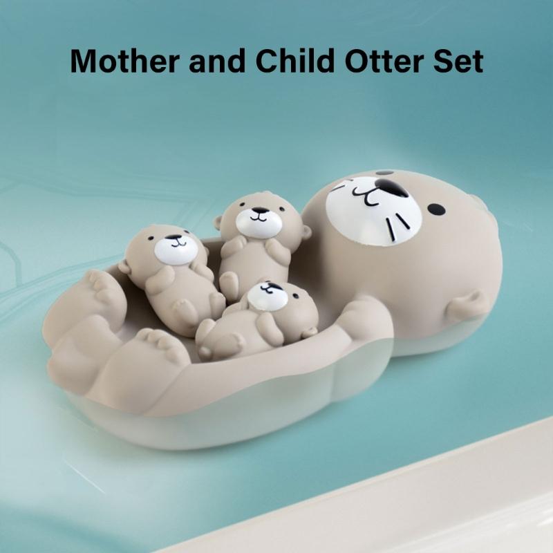 Toddler Bathing Toy Set Otters Mom and Baby Engaging Water Fun Shower Toy Otters Mom and Baby Set For Bath Time