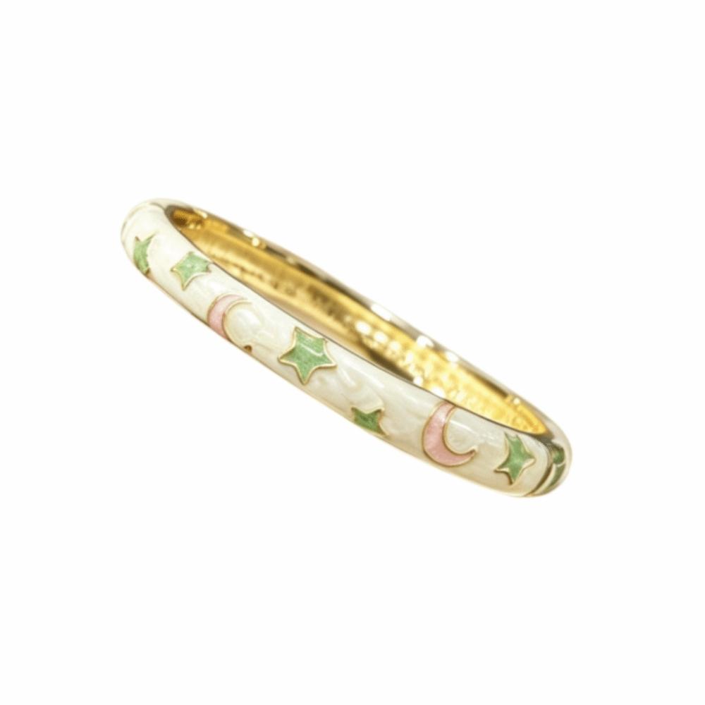 Stars Moon Rainbow Stars Moon Bangle Enamel Women's Hand Bracelet Vintage Cloisonne Bangle Ladies