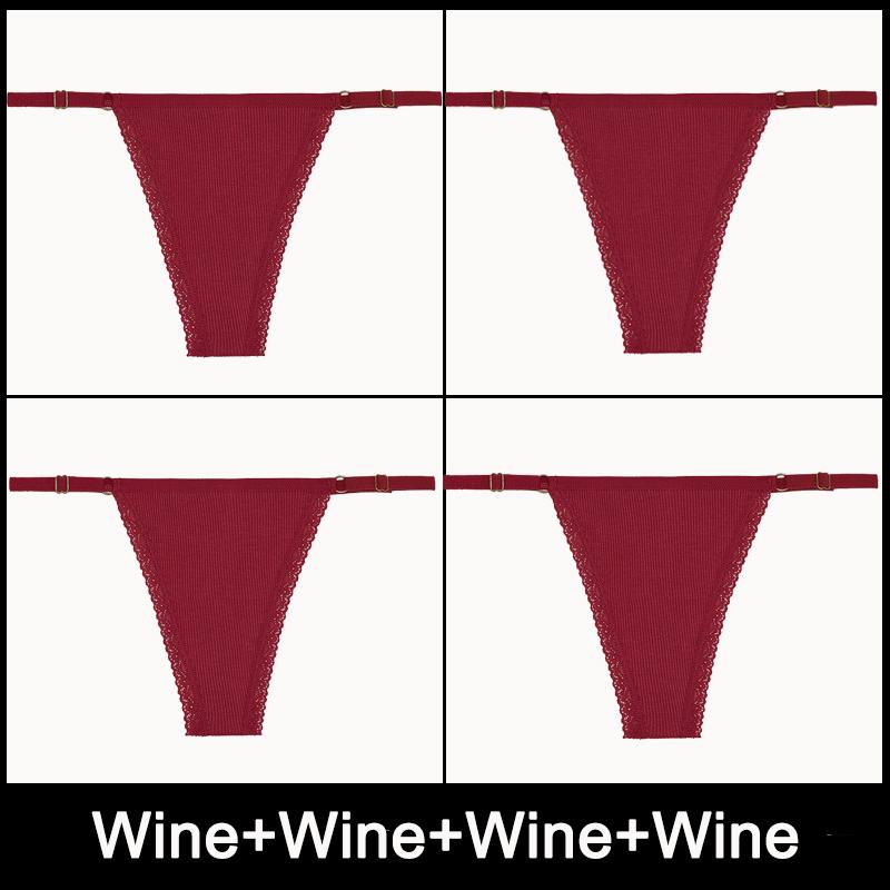 4PCS/Set Adjustable Waist Sexy G-string Panties Cotton Women's Underwear Girl Female Pantys Bikini Lady Thongs Lingerie