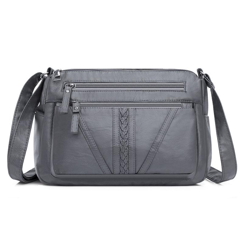 Новая женская сумка на плечо из промытой водой кожи, мягкая кожаная сумка через плечо, винтажная модная простая многослойная женская сумка для мам среднего возраста