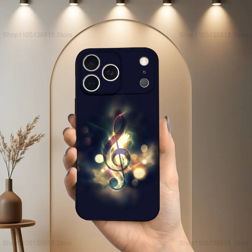 Treble Clef Art Music Phone Case For iPhone 15,14,13,17,16,12,11,Plus,Pro Max,XS,X,Mini,8,7,XR,SE,Soft Silicone Black