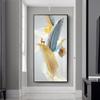 Abstract Feather Golden Yellow Deer Posters Prints Golden Feathers Canvas Painting Tree Wall Art for Living Room Home Decor