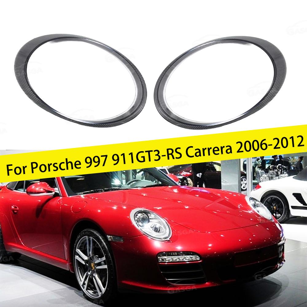 For Porsche 997 911 Carrera 2006-2012 Car Headlight Lens Replacement Cover Lampshade Headlight Covers Grey Edge Headlight Glass