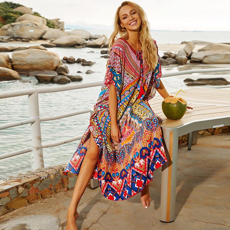 Женская пляжная туника в стиле бохо