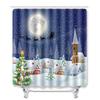 Christmas Shower Curtain Floor Mat Combination Four-Piece Set Kitchen Door Mat Bedroom Living Room Carpet