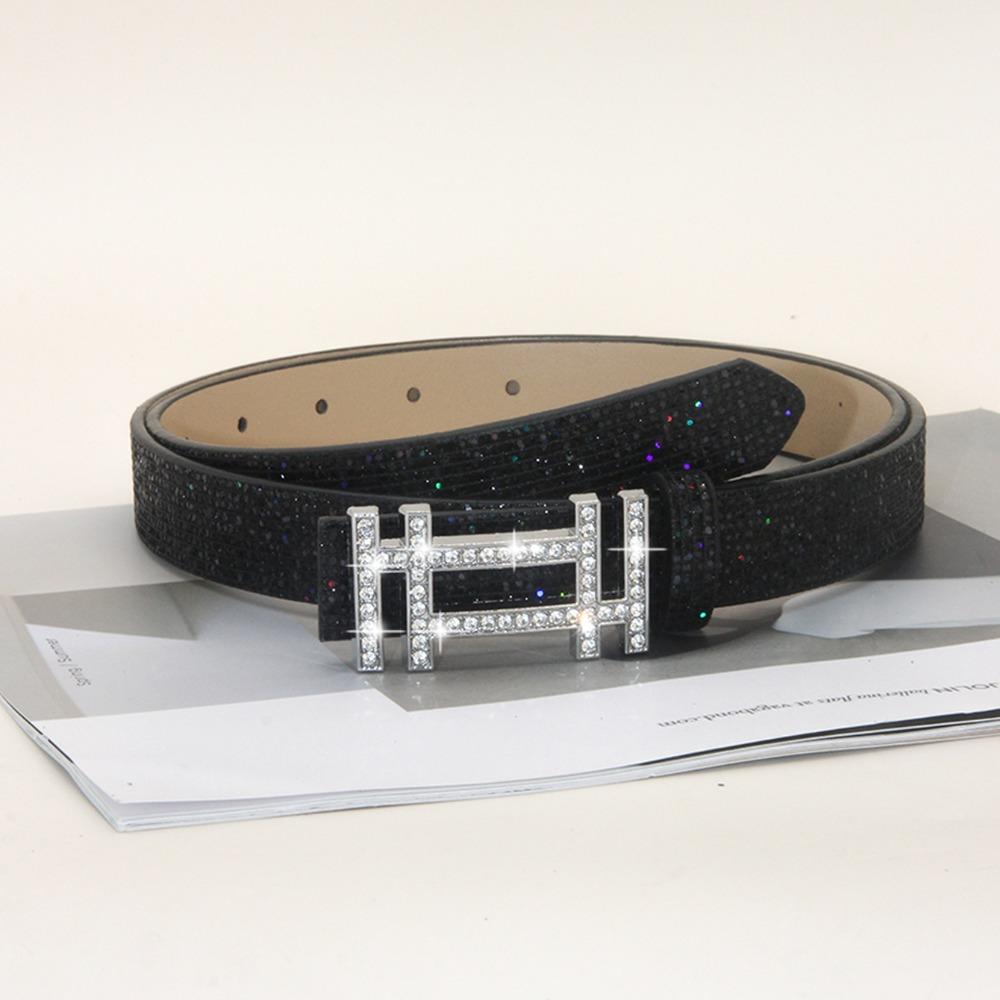 Блестящий пояс из ПУ кожи Блестящий Трендовый пояс Винтажный ремень на талию Женский