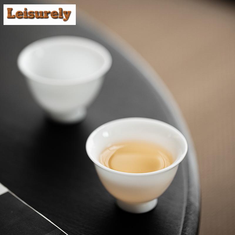 2 шт./набор Handamde Iced Jade фарфоровая чайная чашка роговая чашка Dehua White Kung Fu Tea Керамическая кружка для дегустации чая маленький набор