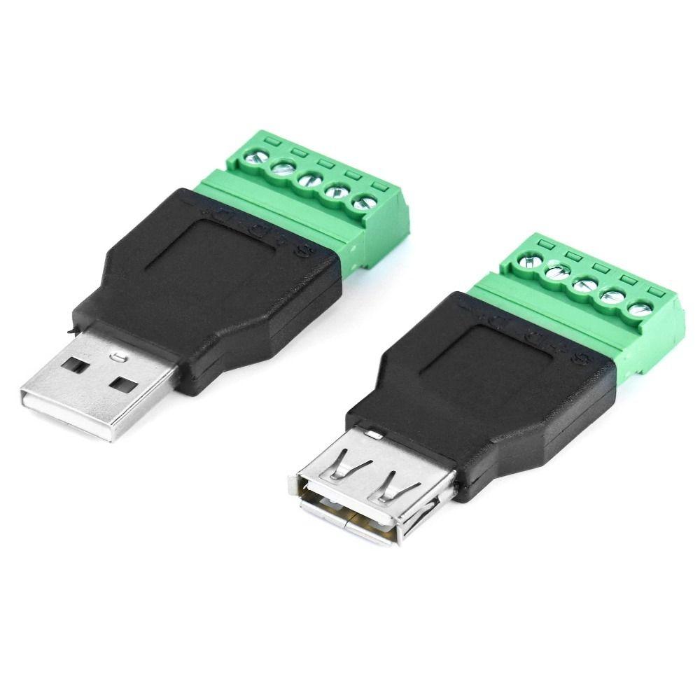2 PCS 5 Pin Screw Terminal Plug Connector USB Jack Solderless Cable Screw Connector Repair Kit