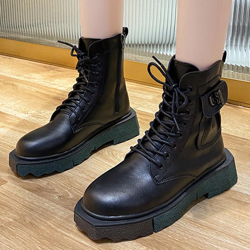 New Fashion Women's Boots British Style Casual Leather Boots Thick-soled Comfortable Martin Boots