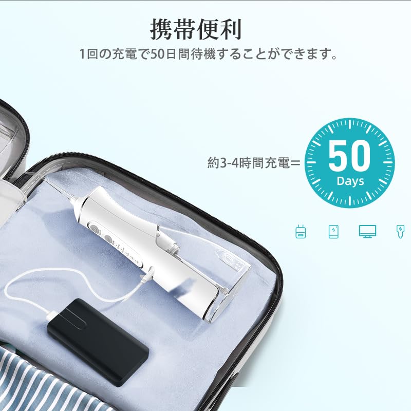 Ирригатор полости рта, струйная мойка с 5 насадками, 4 режима потока воды, резервуар 300 мл, USB-перезаряжаемый, водонепроницаемый IPX7