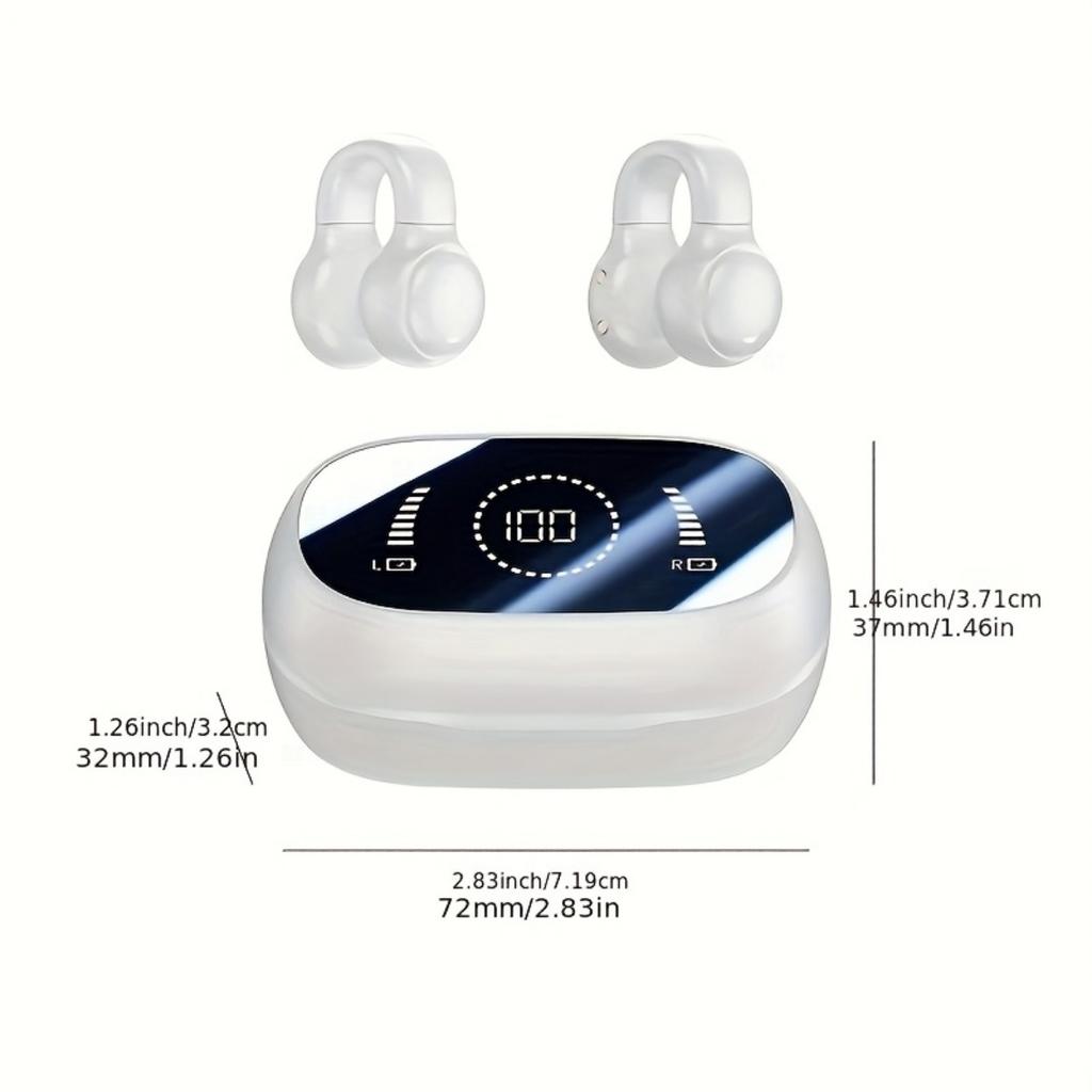 CLIP-ON HEADSET: Mini Wireless Headphones with Universal Mobile Phone Control and Voice Health Features, Compatible with All Smartphones