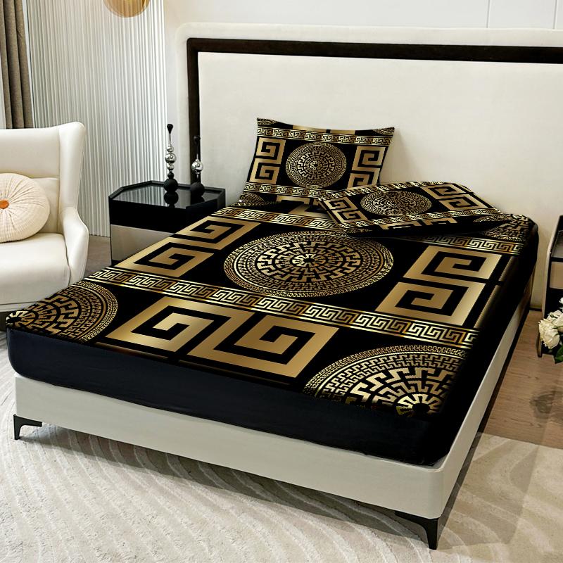 3 предмета Простынь на резинке в европейском стиле 100% полиэстер 1 простынь на резинке 2 наволочки Размер Queen/King Эластичный защитный чехол для матраса