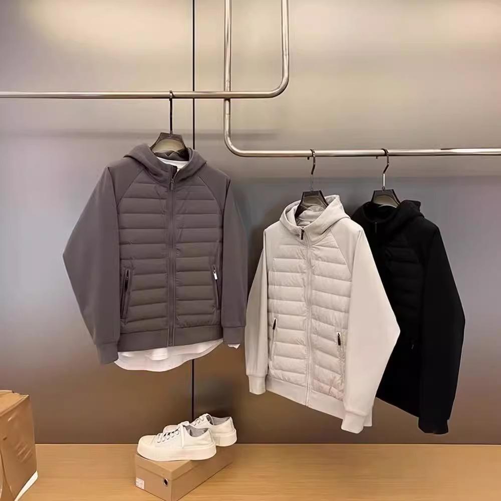 «Мужская зимняя модная хлопковая куртка с капюшоном»: Свободный, универсальный, повседневный, однотонный, парный дизайн».