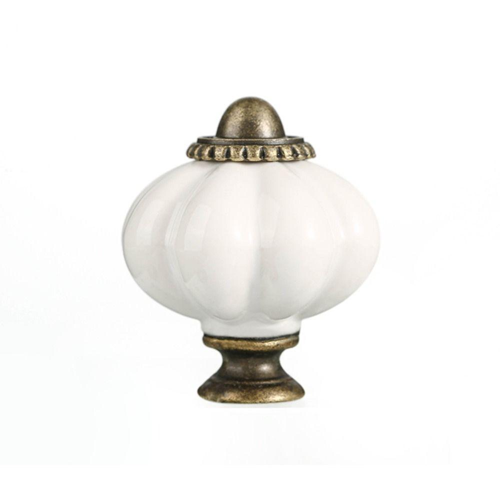 Single Hole Cabinet Knob Round Drawer Knobs Retro Ceramic Pumpkin Handle  Kitchen