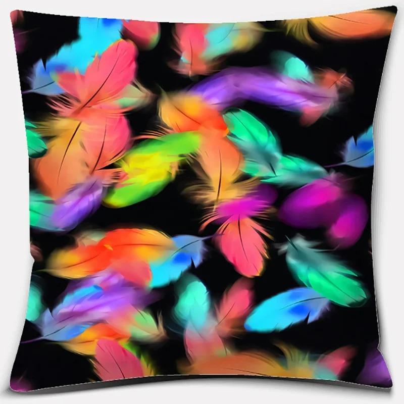 Peacock Feather Pattern Pillowcase Interior Decoration Office Living Room Home Pillowcase