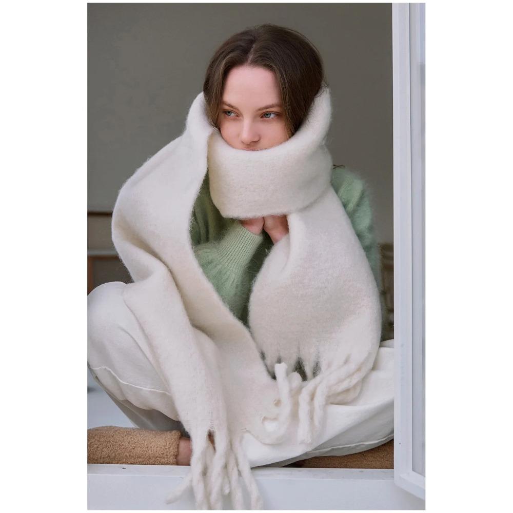 Luxury Cashmere Bright Solid Colors Women Scarf Winter Shawl and Wrap Bandana Pashmina Tassel Female Foulard Thick Blanket