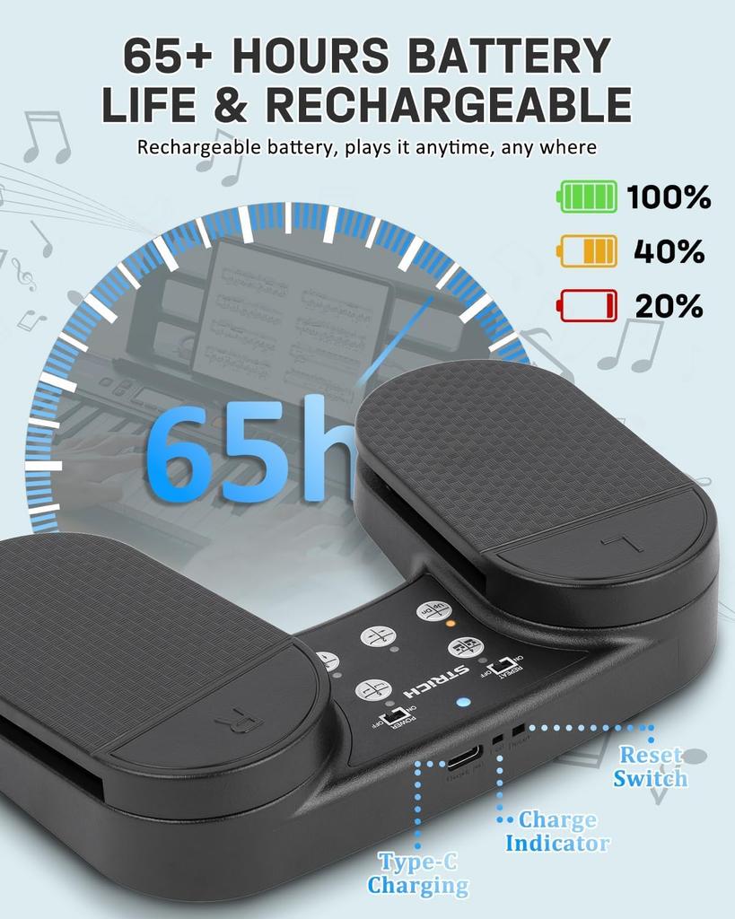 STRICH Беспроводной переключатель страниц для ног, совместимый с iPad и планшетами Windows, педаль, 11, SPT-10