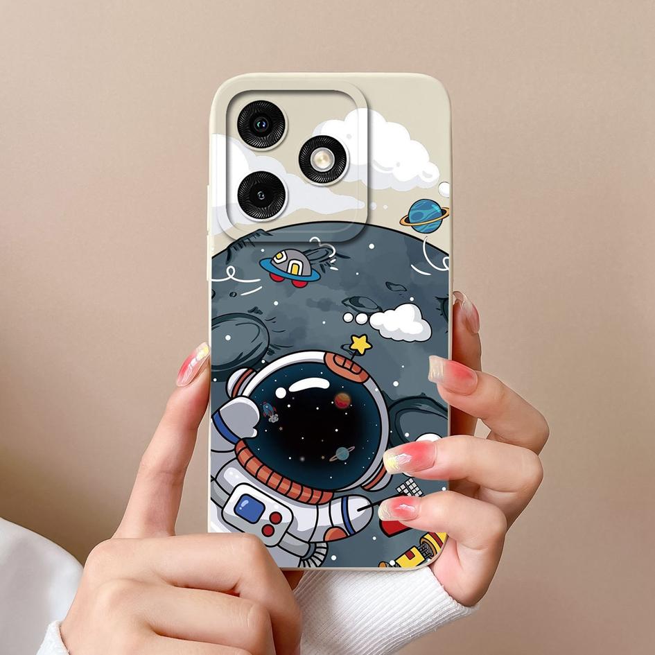 Phone Cover For Tecno Pova 6 Neo Itel A50 P55 Infinix Smart 8 HD Note 40 5G Bumpers Cartoon Astronaut Pattern Anti Drop Soft Silicone Phone Bags Shell
