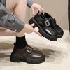 Универсальные короткие туфли Le platform increase британский стиль loafers осень 2024 новые коричневые туфли jk на толстом каблуке маленькие кожаные туфли женские