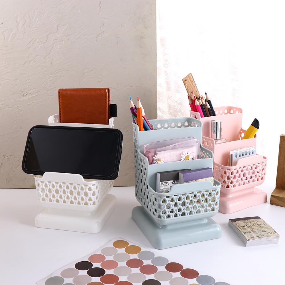 Office Supply Container Stationery Organizer Desktop Storage Box Pen Holders Make up Brush Holder