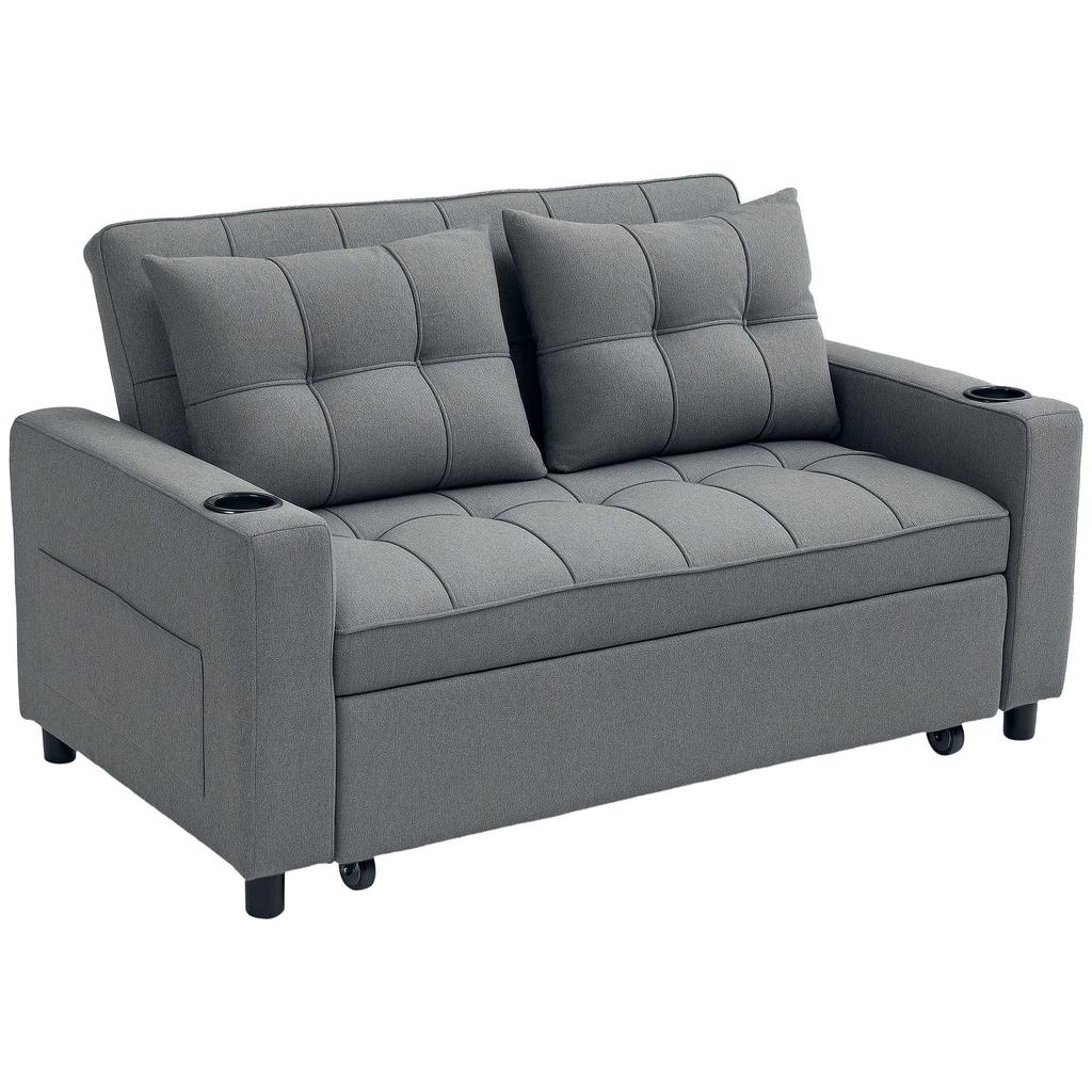 Two-Seater Pull-Out Sofa Bed - Dark Grey