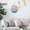 Wooden Door Sign Round Hanger, Watercolor Beach Welcome Sign, Hello Sunshine Kitchen Wall Art Please Plaque for Summer Porch Indoor Outdoor Decor