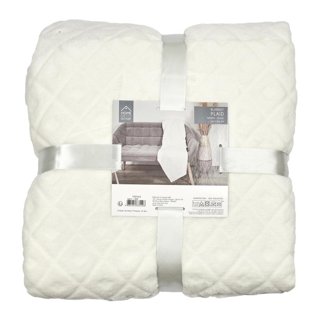 Les Trésors De Lily [A3514] - Бархатное одеяло цвета слоновой кости «Скарлетт». (рельефный) - 140x200 см