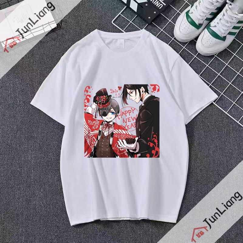 Японское аниме Черный дворецкий мультфильм комикс мужская футболка с коротким рукавом с круглым вырезом для стритвира мужскаяженская одежда