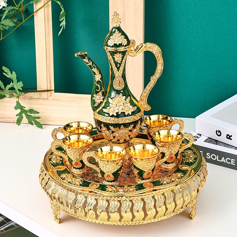 Ретро-дворцовый винный набор, для дома, свадьбы, праздничные принадлежности, металлический подарок, набор фляжек с украшениями, рождественский подарок, европейский стиль