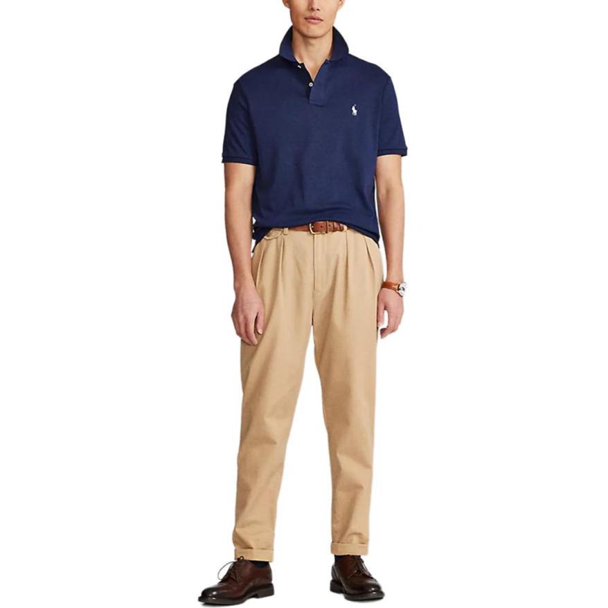 Polo Ralph Lauren SS22 Однотонная рубашка поло с коротким рукавом Мужская верхняя одежда Темно-синяя 710601296-003