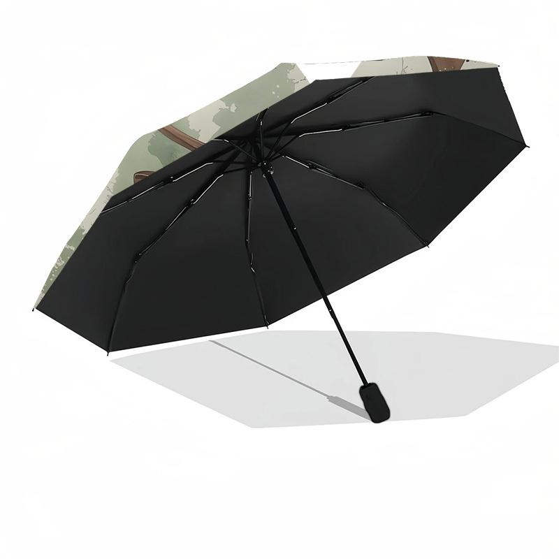 1pc Forest Deer Illustration Umbrella with Plastic Handle,Suitable for All Seasons Home Travel Outdoor UmbrellaDD463