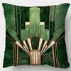 Luxury Art Deco Green Marble Pillow Cover Gold Geometric Sunburst Print Modern Cushion Case For Sofa Bed Couch Home Decor