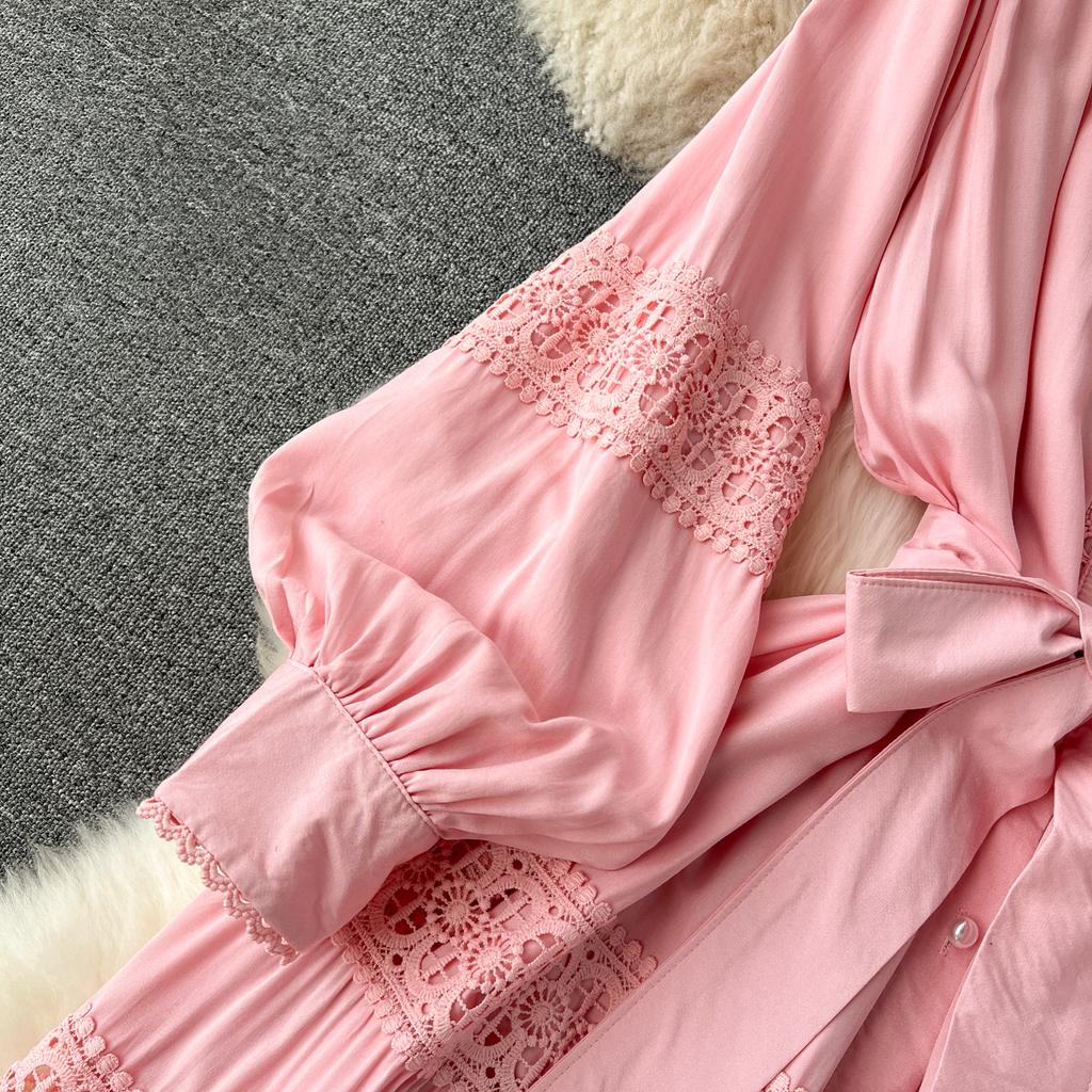 Роскошные вечерние кружевные длинные платья для подиума, женское однобортное однобортное однобортное лоскутное бандажное платье с рукавами-фонариками