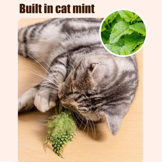 Игрушка для кошек «Щебечущая птичка» интерактивная реалистичная плюшевая птица с пищащим звуком и перышком, активируемая прикосновением, игрушка для котят для домашних кошек