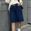 Женские джинсовые шорты длиной до колена с карманами, мешковатые джинсовые шорты-бермуды со средней посадкой, прямые джинсы, короткие брюки