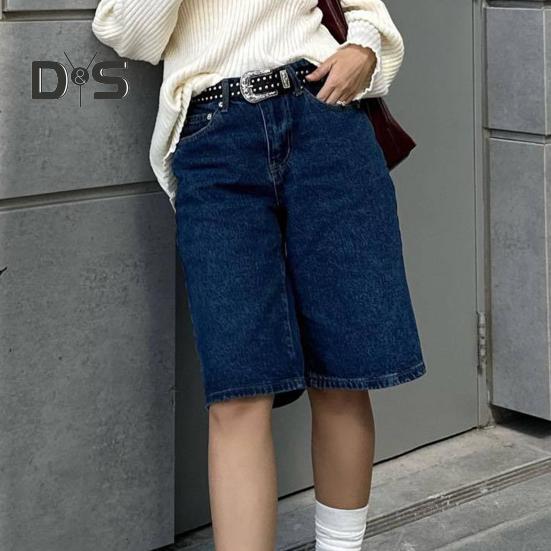 Женские джинсовые шорты длиной до колена с карманами, мешковатые джинсовые шорты-бермуды со средней посадкой, прямые джинсы, короткие брюки