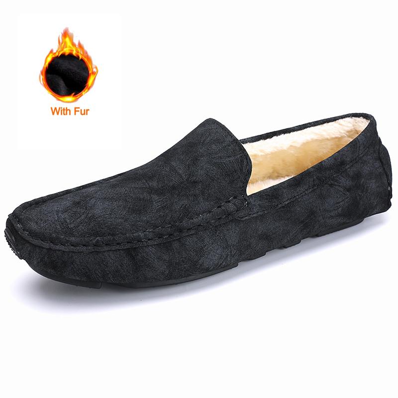 Мужские мокасины, зимняя теплая повседневная обувь 2024 года, модные туфли для вождения без застежек для мужчин, мокасины, легкая дышащая кожаная мужская обувь